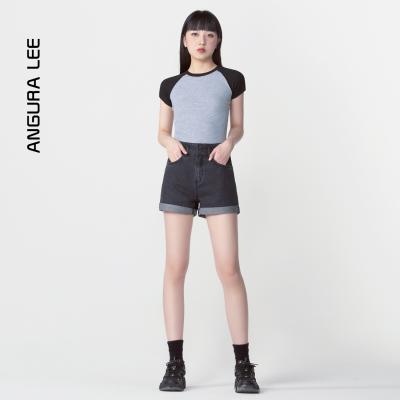春夏新款經典水洗黑女裝牛仔短褲
