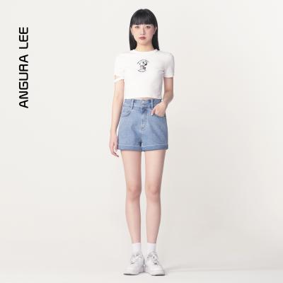 春夏新款經典水洗淺藍女裝牛仔短褲